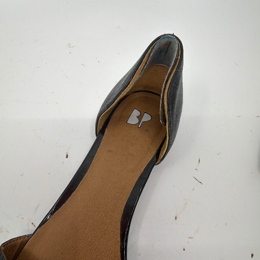 BP. d'Orsay Pointed Toe Black Leather Flat - Picture 7 of 8